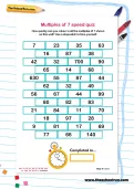 Multiples of 7 speed quiz worksheet