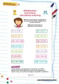 Multiplication and division calculations matching worksheet