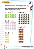 Multiplication problems (2x, 5x) worksheet