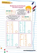 Multiplying and dividing by ten and a hundred worksheet