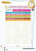 Multiplying and dividing numbers by 10, 100 and 1000 speed challenge
