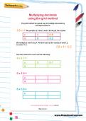 Multiplying decimals using the grid method worksheet