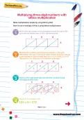 Multiplying three-digit numbers with lattice multiplication worksheet