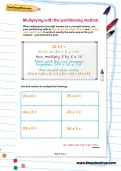 Multiplying with the partitioning method worksheet