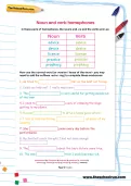 Noun and verb homophones worksheet