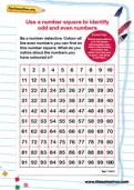 Using a number square to identify odd and even numbers