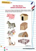On the farm: where animals live worksheet