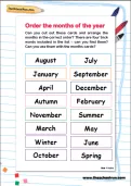 Order the months of the year worksheet