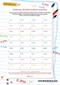 Ordering decimal numbers practice worksheet