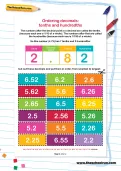 Ordering decimals: tenths and hundredths worksheet