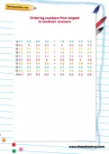 Ordering numbers from largest to smallest worksheet