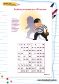 Ordering numbers on a 100 square worksheet