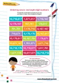 Ordering seven- and eight-digit numbers worksheet