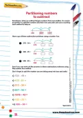 Partitioning numbers to subtract worksheet