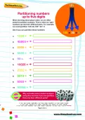 Partitioning numbers up to five digits worksheet