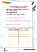 Partitioning practice: thousands, hundreds, tens and units worksheet