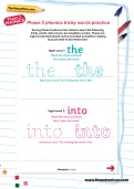Phase 2 phonics tricky words practice worksheet