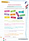 Pick the correct homophone football worksheet
