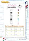 Play dice numbers worksheet