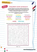 Polysyllabic words wordsearch