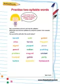 Practise two-syllable words worksheet