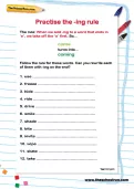 Practise the -ing rule worksheet