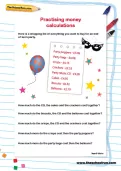 Practising money calculations worksheet