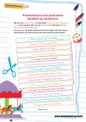 Present tense and past tense jumbled-up sentences worksheet
