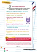 Punctuating sentences football worksheet