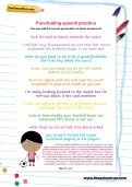 Punctuating speech practice football worksheet