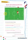 Quarter, half and three-quarter turns football worksheet