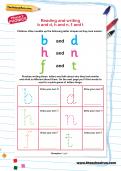 Reading and writing b and d, h and n, f and t worksheet