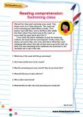 Reading comprehension: Swimming class worksheet