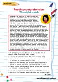 Reading comprehension: The night watch worksheet