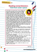 Reading comprehension: Visit from outer space worksheet