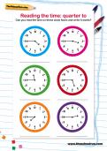 Reading the time: quarter to the hour worksheet