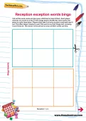 Reception exception words bingo