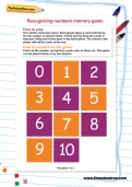 Recognising numbers memory game