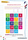 Recognising numbers up to 20 worksheet