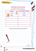 Rhyming words in poetry worksheet