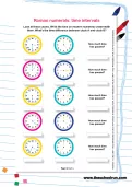 Roman numerals: time intervals worksheet