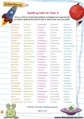 Spelling words for Year 4