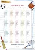 Spelling words for Year 5
