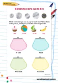 Selecting coins (up to £1) worksheet