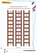 Sequencing numbers 1 to 10 worksheet