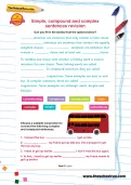 Simple, compound and complex sentences revision worksheet