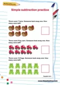 Simple subtraction practice worksheet