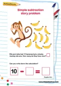Simple subtraction story problem worksheet