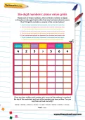 Six-digit numbers: place value grids
