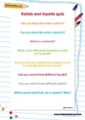 Solids and liquids quiz worksheet